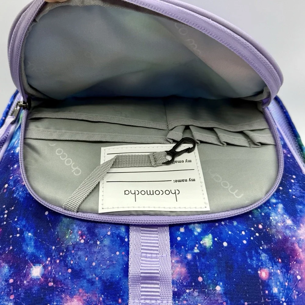Choco Mocha‎ Purple Galaxy Backpack for Teen Girls 17